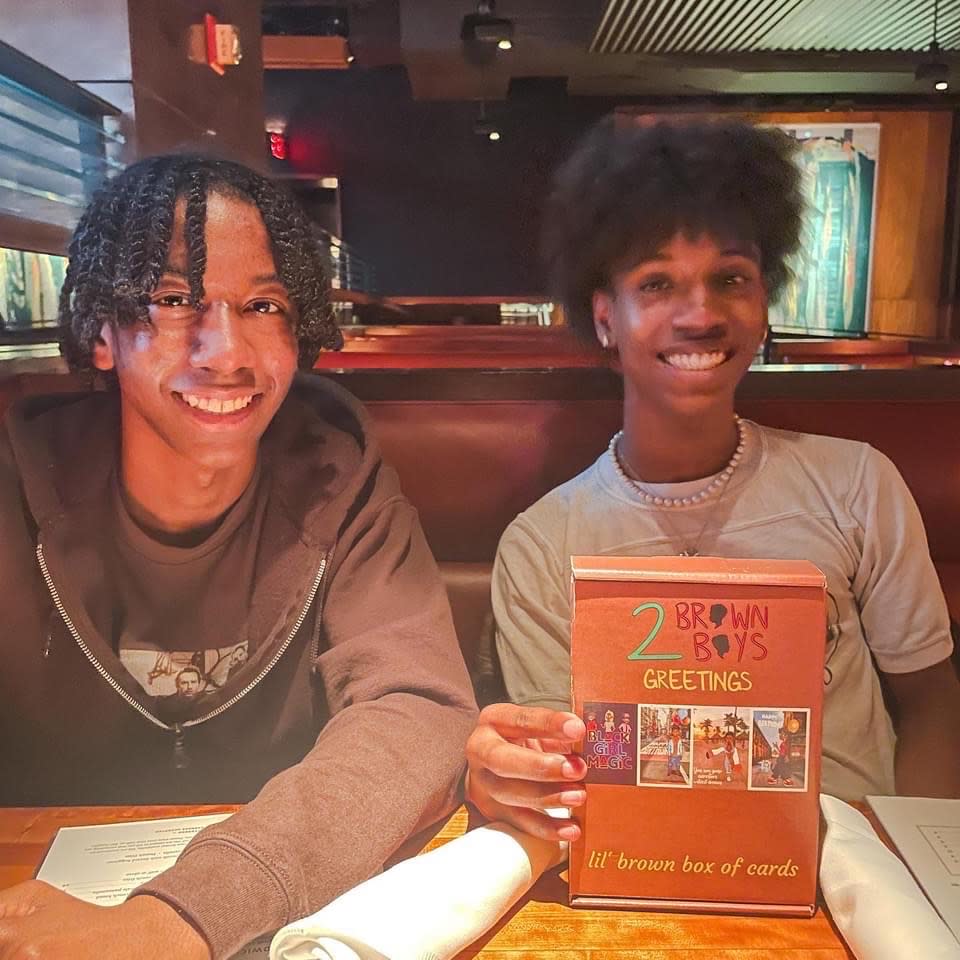 Cruze and Chase Brown, pictured here, started their greeting card company, 2 Brown Boys, when they recognized the industry lacked Black representation. (Credit: Courtesy of the Browns)  