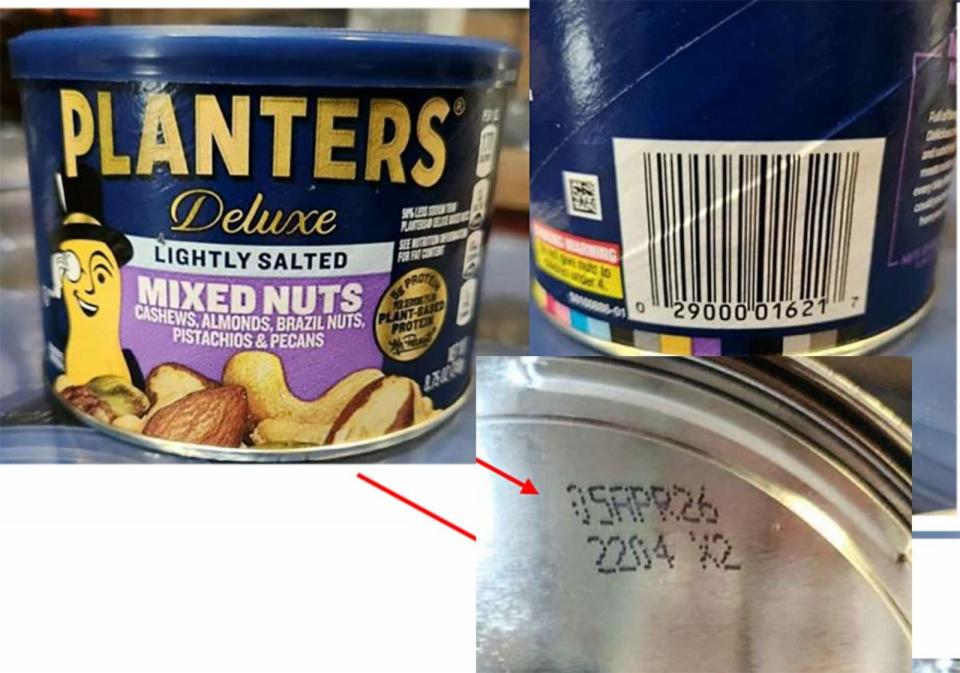 PHOTO: Hormel Foods initiated a voluntary recall on two Planters brand products for honey roasted peanuts and mixed nuts sold in 5 states. (FDA)