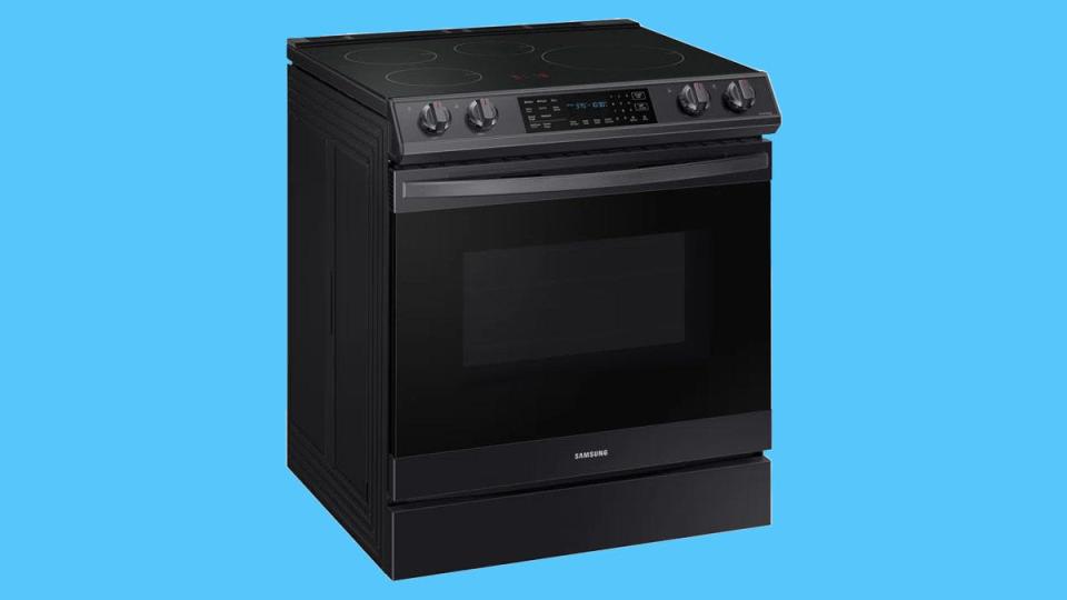 This 30-inch Samsung slide-in convection range oven adds a touch of sleek style to any kitchen.