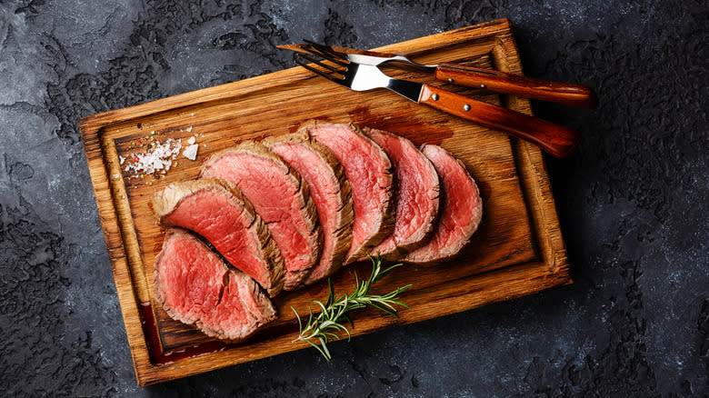 Slices of beef tenderloin