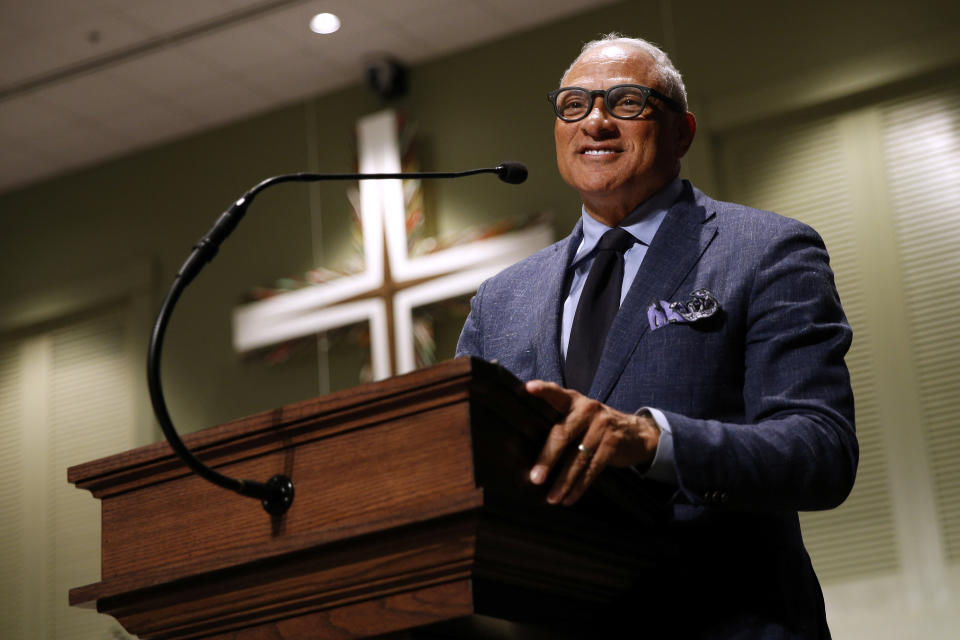 Senate candidate Mike Espy at a voting rally at New Horizon Church in Jackson, Miss. (Photo: Jonathan Bachman/Reuters)