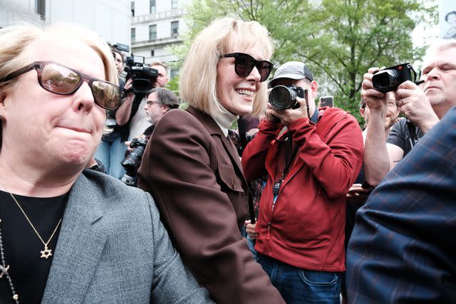 <p>Spencer Platt/Getty</p> E. Jean Carroll leaves a courthouse in May 2023 after a federal jury found Donald Trump liable for sexually abusing her