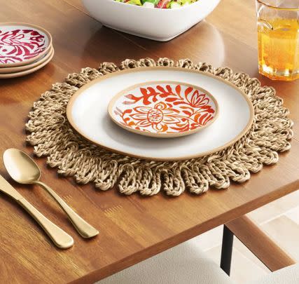 A pair of rattan placemats