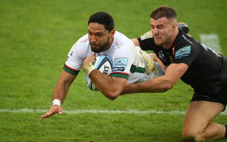 Curtis Rona of London Irish goes over to score his sides second try during the Gallagher Premiership Rugby match between Exeter Chiefs and London Irish  - Getty Images