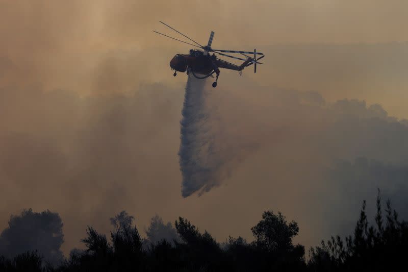 Wildfire erupts in western Greece