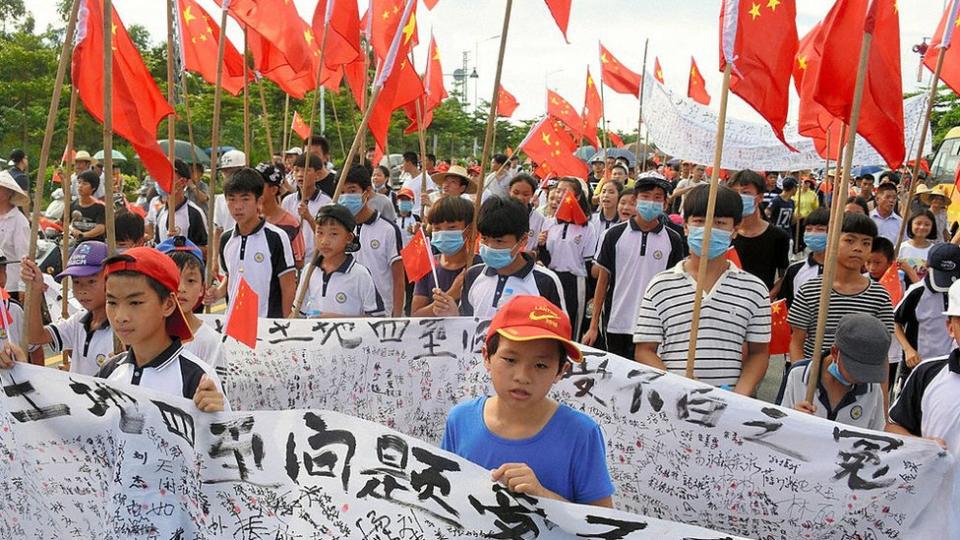 Protestas en Wukan en 2016.