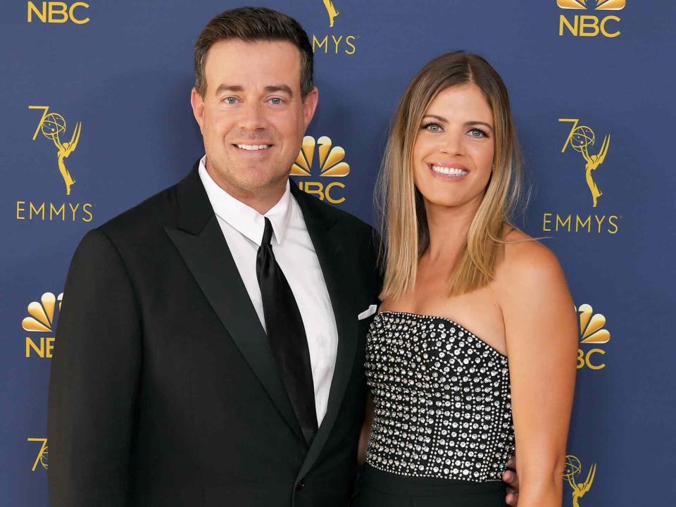 <p>Neilson Barnard/Getty</p> Carson Daly and Siri Pinter at the 70th Emmy Awards.