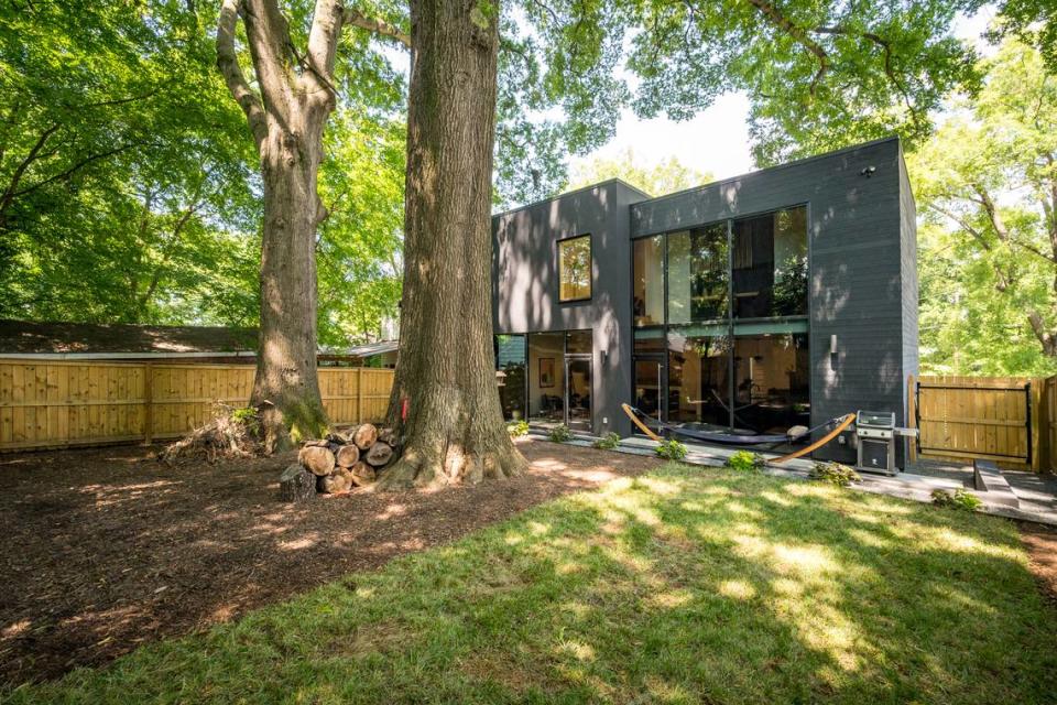 The modern style back of John Garle’s and Lisa David’s 2,481-square-foot west Charlotte home, which is selling for $750,000.