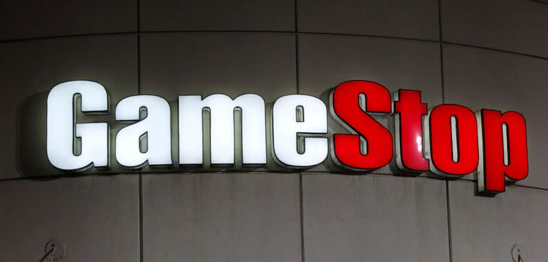 FILE PHOTO: FILE PHOTO: FILE PHOTO: A GameStop sign is pictured in Pasadena, California