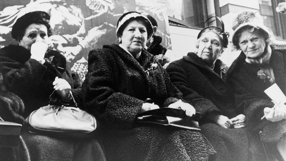 Survivors of the Triangle Shirtwaist Company fire at a commemoration ceremony organized by New York City and the International Ladies' Garment Workers' Union on the 50th anniversary of the fire, 1961.