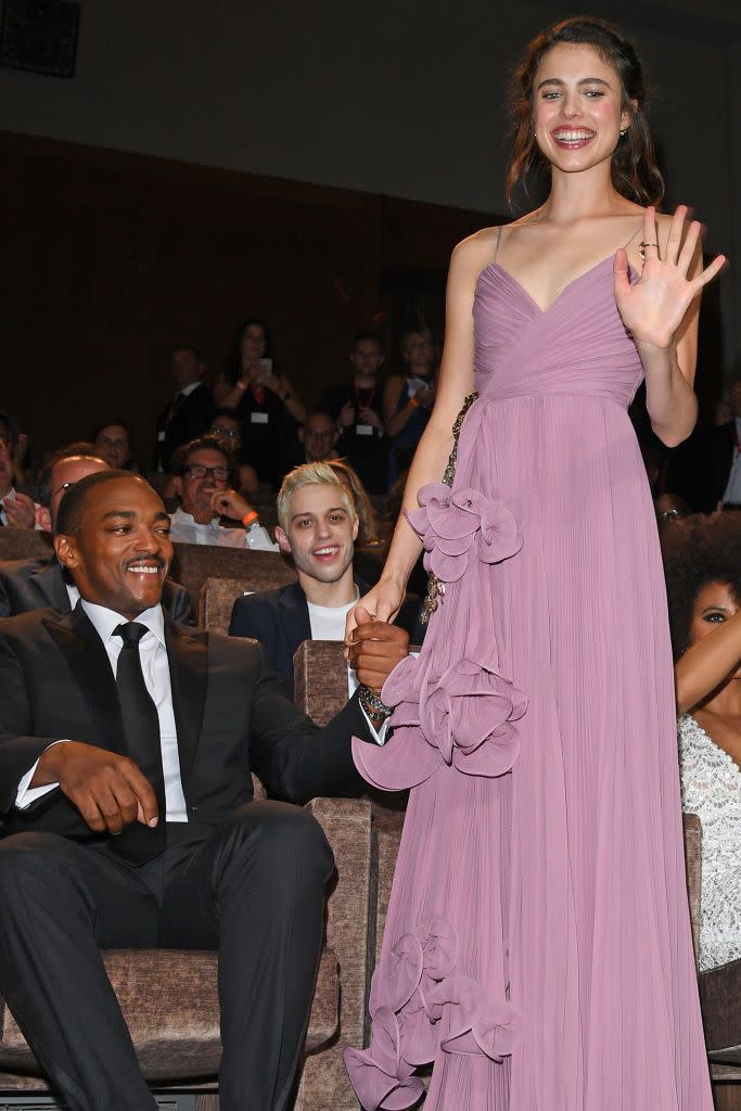 <span class="caption">Pete sitting behind Margaret at the <em>Seberg</em> premiere. </span><span class="photo-credit">Daniele Venturelli - Getty Images</span>