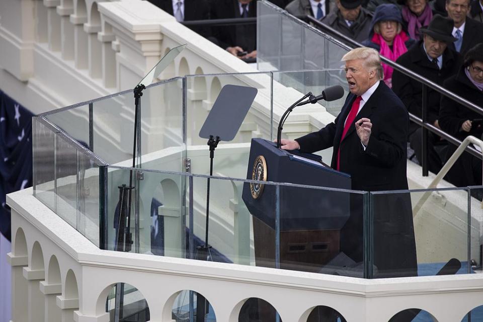 President Trump gives his Inaugural Address during the 58th U.S. Presidential Inauguration where he was sworn in as the 45th President of the United States of America in Washington, USA on Jan. 20, 2017.