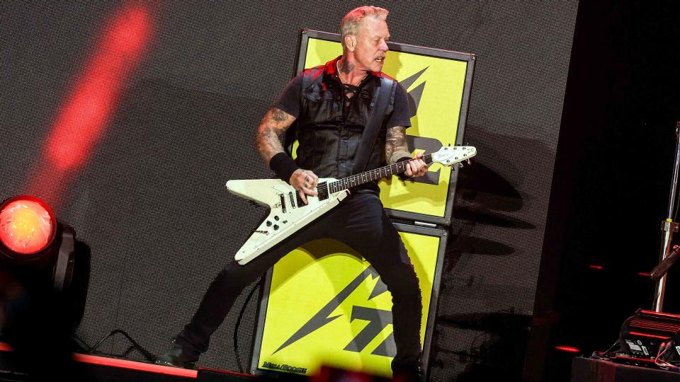 James Hetfield of Metallica performs onstage during the Power Trip music festival at Empire Polo Club on October 08, 2023 in Indio, Californi