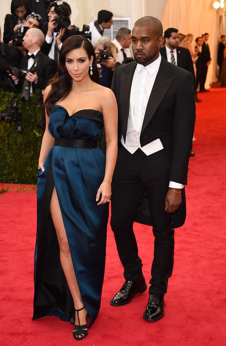 <h1 class="title">Kim Kardashian in a Lanvin dress and Lorraine Schwartz jewelry and Kanye West in Lanvin</h1><cite class="credit">Photo: Getty Images</cite>