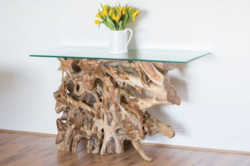 Reclaimed Teak Root Hall Table