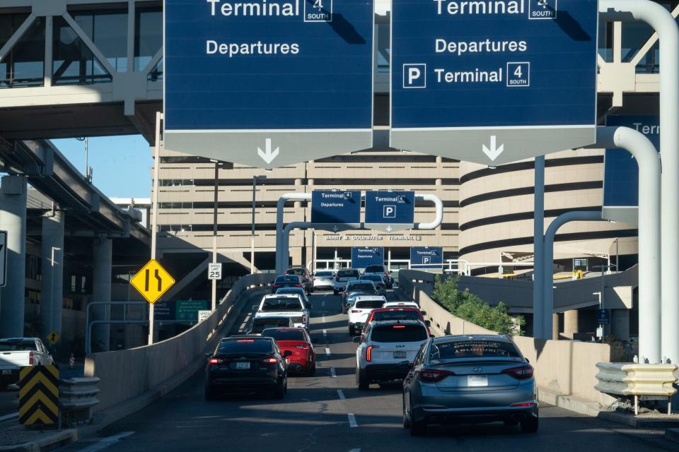 Traffic at Terminal 4 on Nov. 20, 2023, at Sky Harbor International Airport in Phoenix.