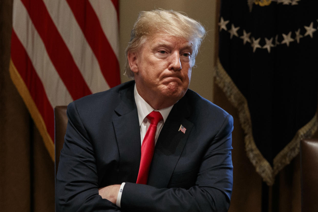 President Trump pauses during a White House meeting on immigration with Republican members of Congress on Wednesday. (Photo: Evan Vucci/AP)