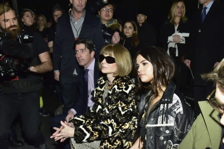 Anna Wintour and Selena Gomez sit in the front row at the Coach fall/winter 2017 show.