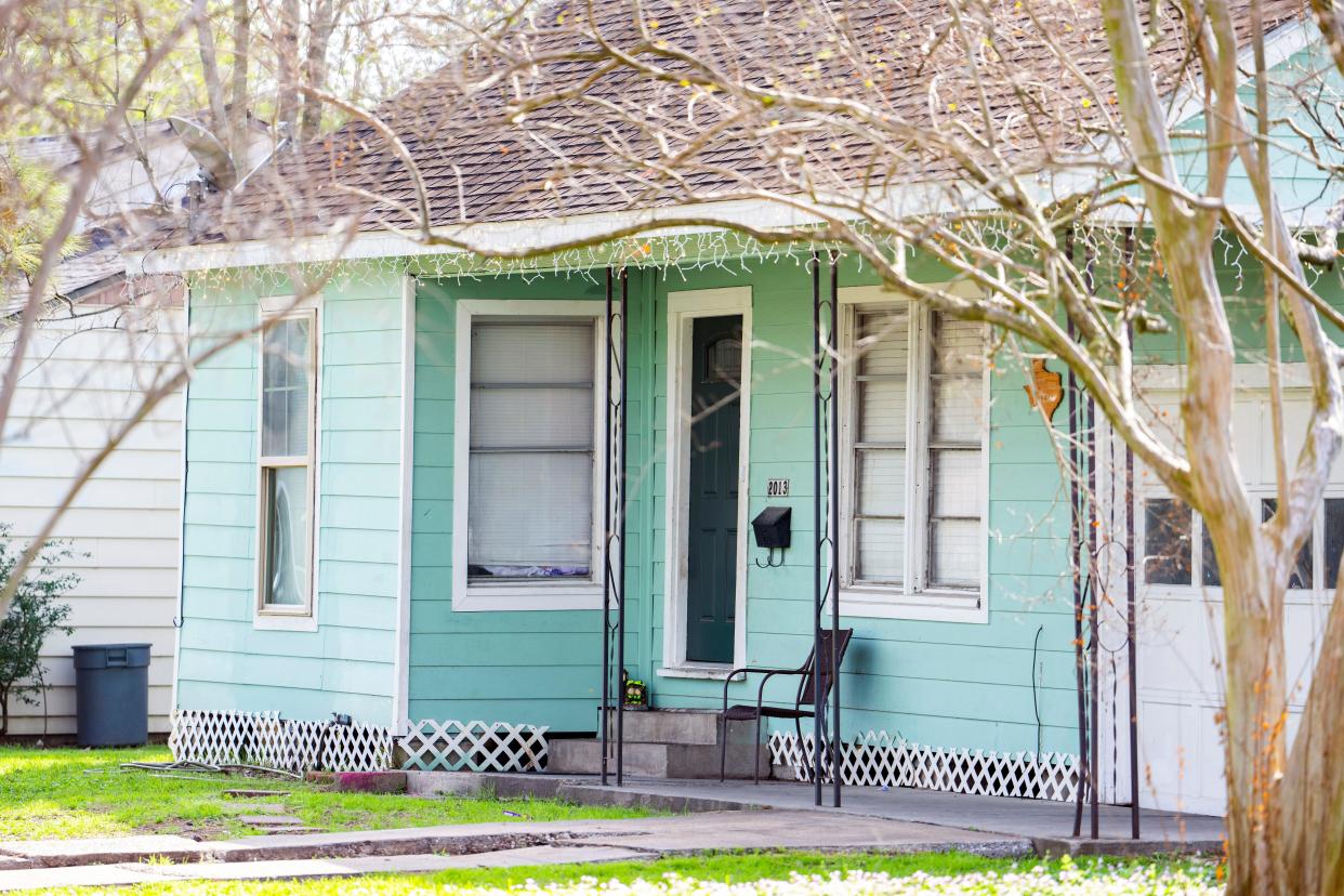 A home in Galena Park, Texas, on Feb. 19, 2023, where police say a man killed three teens and himself a day earlier.