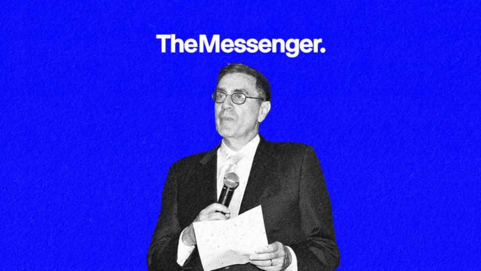 A photo illustration of Jimmy Finkelstein underneath The Messenger logo