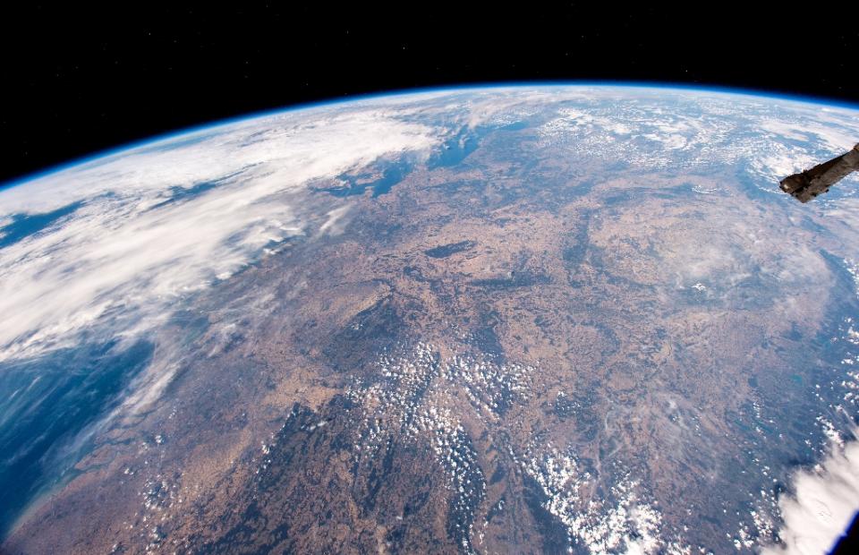 <p>Drought affected areas of Germany and central Europe are seen from the International Space Station. (Photo: Alexander Gerst/AFP) </p>