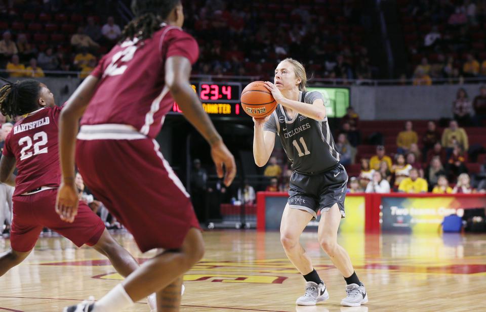 Iowa State point guard Emily Ryan was back on the floor for the first time this season during the Cyclones' Sunday win against Troy.