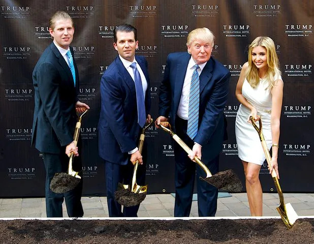 ©Trump Hotels Eric, Donald Jr., Donald, and Ivanka Trump at the ground-breaking ceremony for Trump Hotel Washington, D.C.