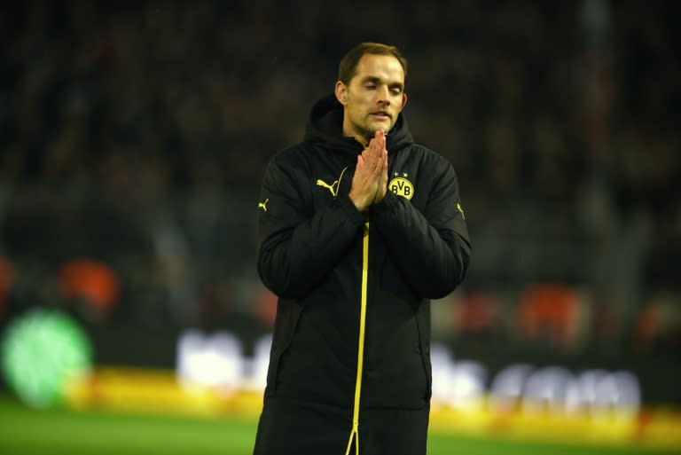 Dortmund's head coach Thomas Tuchel reacts during the German first division Bundesliga football match Borussia Dortmund vs Eintracht Frankfurt in Dortmund, western Germany, on December 13, 2015