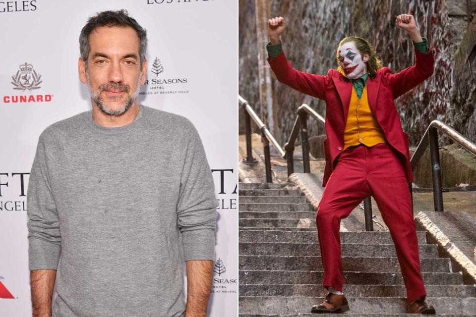 <p>Amy Sussman/Getty, Photo by DC Comics/Warner Bros./Shutterstock</p> Todd Phillips in Los Angeles on Jan. 4, 2020; Joaquin Phoenix in <em>Joker</em> (2023)