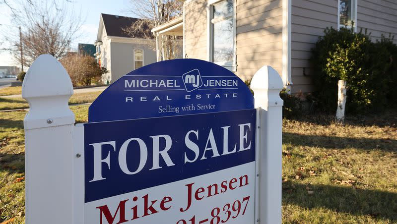 A home for sale in Murray on Thursday, Dec. 14, 2023. The housing market suffered in 2023, analysts say.