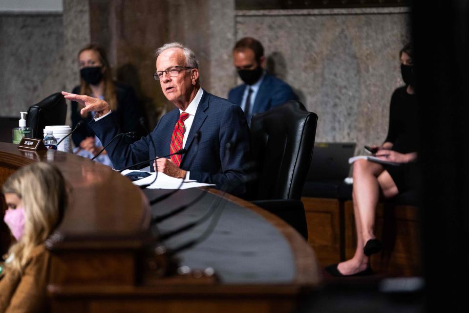 Senator Jerry Moran, R-KS speaks during a hearing with the Senate Appropriations Subcommittee on Labor, Health and Human Services, Education, and Related Agencies, on Capitol Hill in Washington DC on September 16th, 2020.