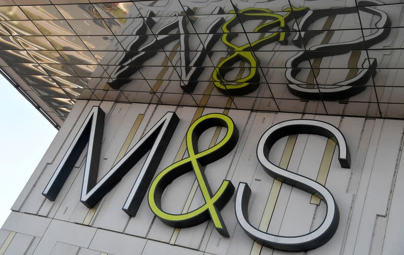 FILE PHOTO: Logo of food and clothes' retailer Marks and Spencer is seen at a branch in London