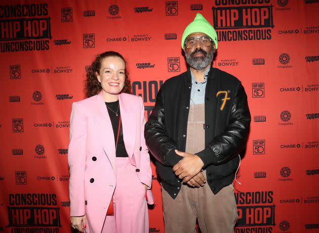 Sally Berman (left) and Sacha Jenkins attend Fotografiska & Mass Appeal Celebrate Opening Of 'Hip Hop: Conscious, Unconscious' In Collaboration with Chase Marriott Bonvoy Credit Cards and Sony Music Entertainment's Certified at Fotografiska New York on Jan. 25, 2023, in New York City.