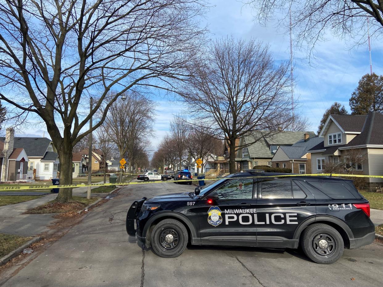 Streets are blocked near the scene of an apparent standoff where a Milwaukee police officer was shot and injured Tuesday morning at West Fairmount Avenue and North Green Bay Avenue.