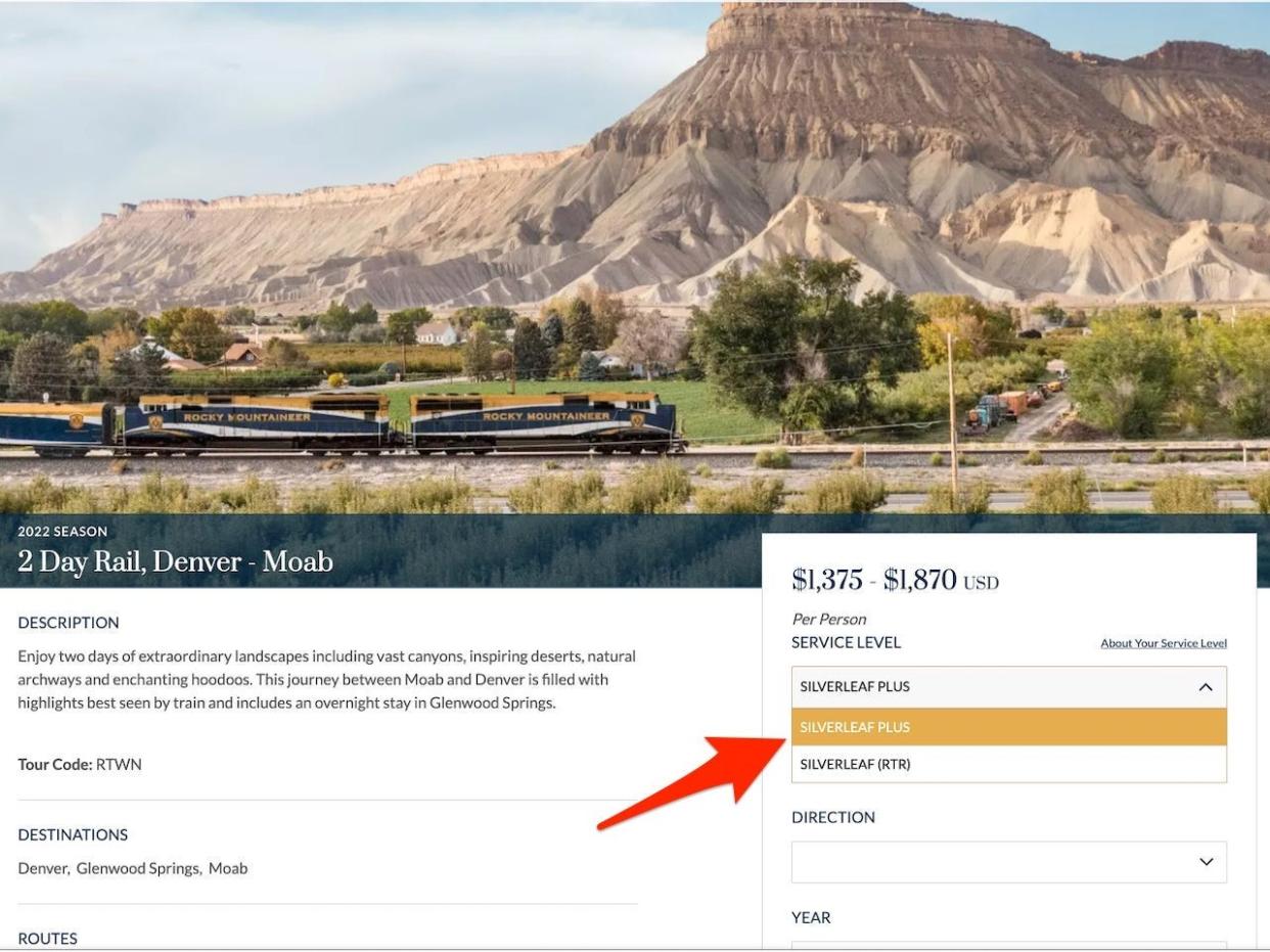 The two class options on the Rockies to Red Rocks train route on the Rocky Mountaineer.