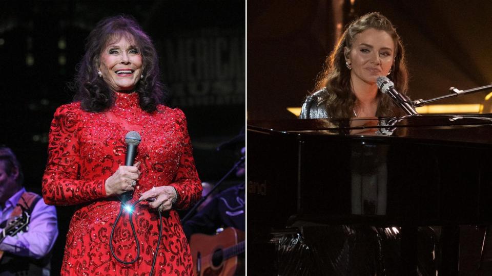 PHOTO: Loretta Lynn, left, and her granddaughter Emmy Russell. (Getty Images/EricMcCandless/Disney)