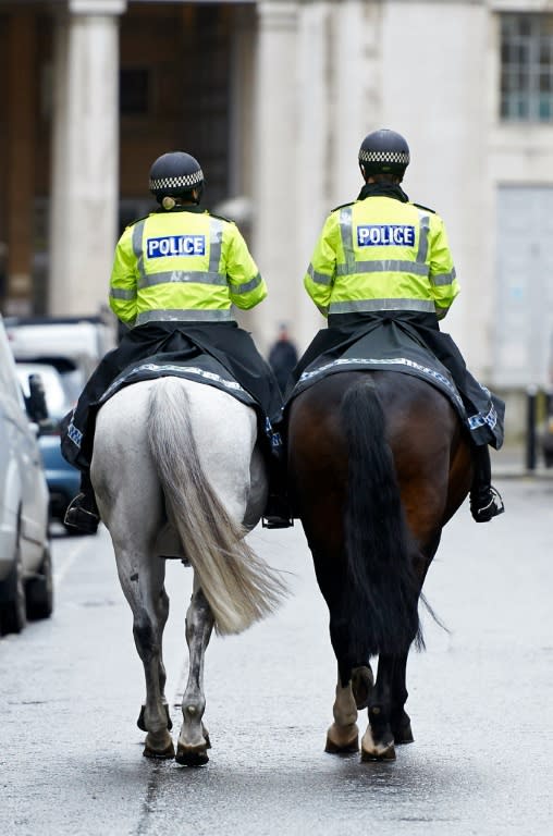 British mounted police officers on patrol in London as the Chancellor vowed there would be no cutbacks for the security forces amid heightened security threats