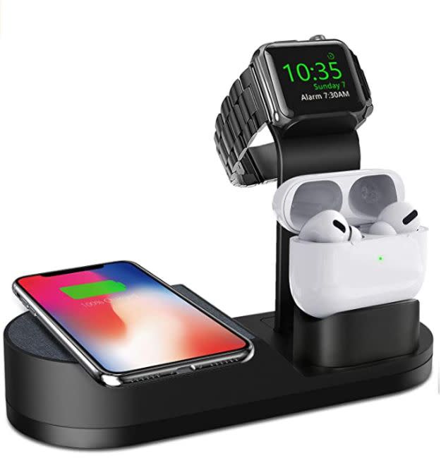 Find this <a href="https://amzn.to/3gKyt2H" target="_blank" rel="noopener noreferrer">Deszon Wireless Charging Stand for $30 </a>on Amazon.
