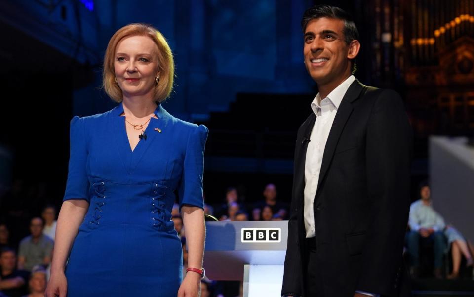 Liz Truss and Rishi Sunak before Monday night's TV debate on the BBC - GETTY IMAGES