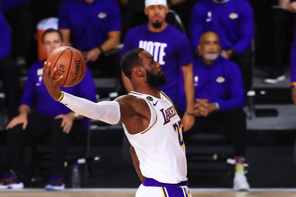 Game 6 of the NBA Finals was a slam dunk for LeBron James and the Los Angeles Lakers. (Mike Ehrmann/Getty Images)