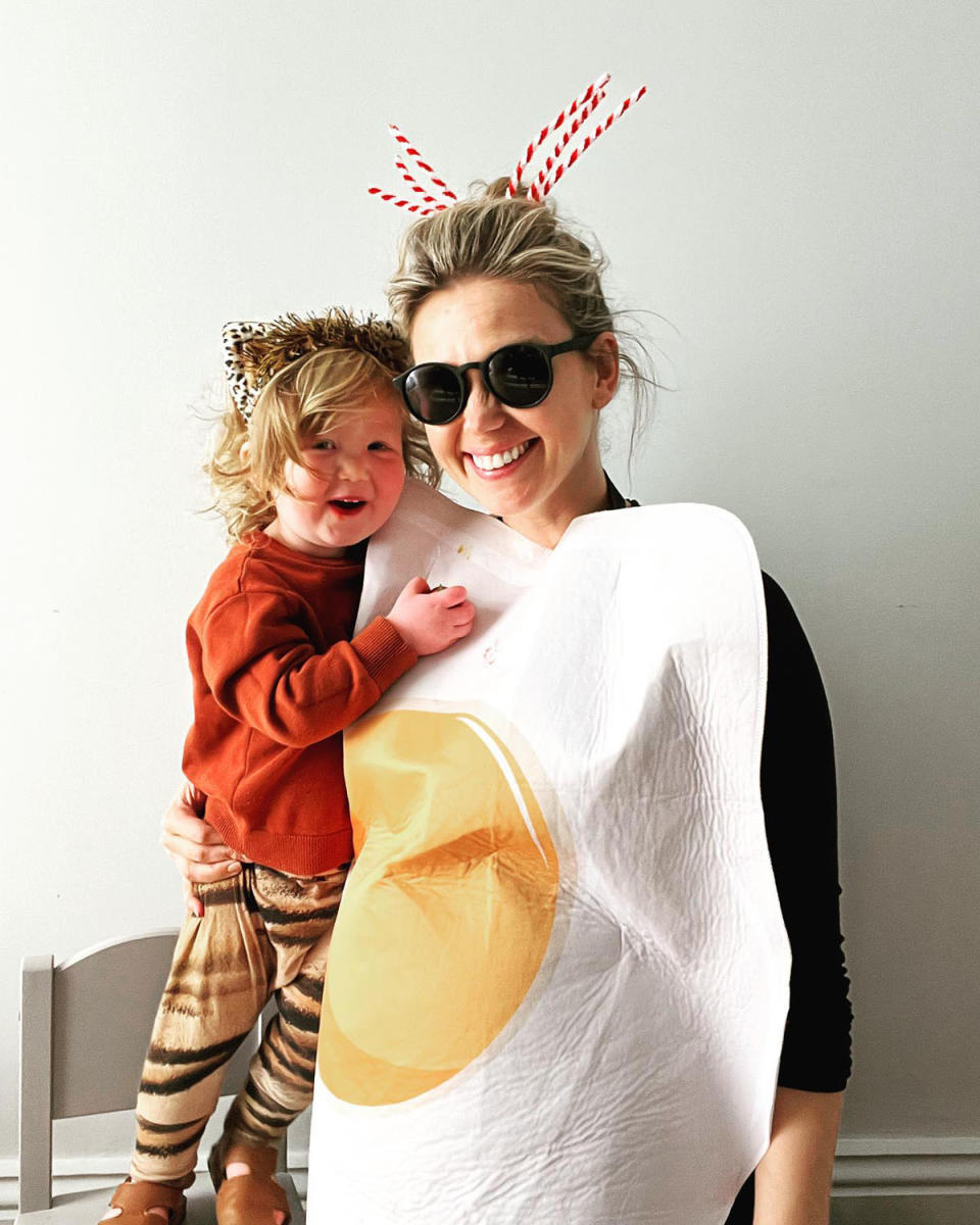 Edwina Bartholomew with her daughter Molly in costume