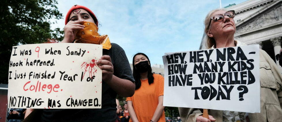 Des manifestants en faveur du contrôle des armes, ici à New York, jeudi 26 mai.
