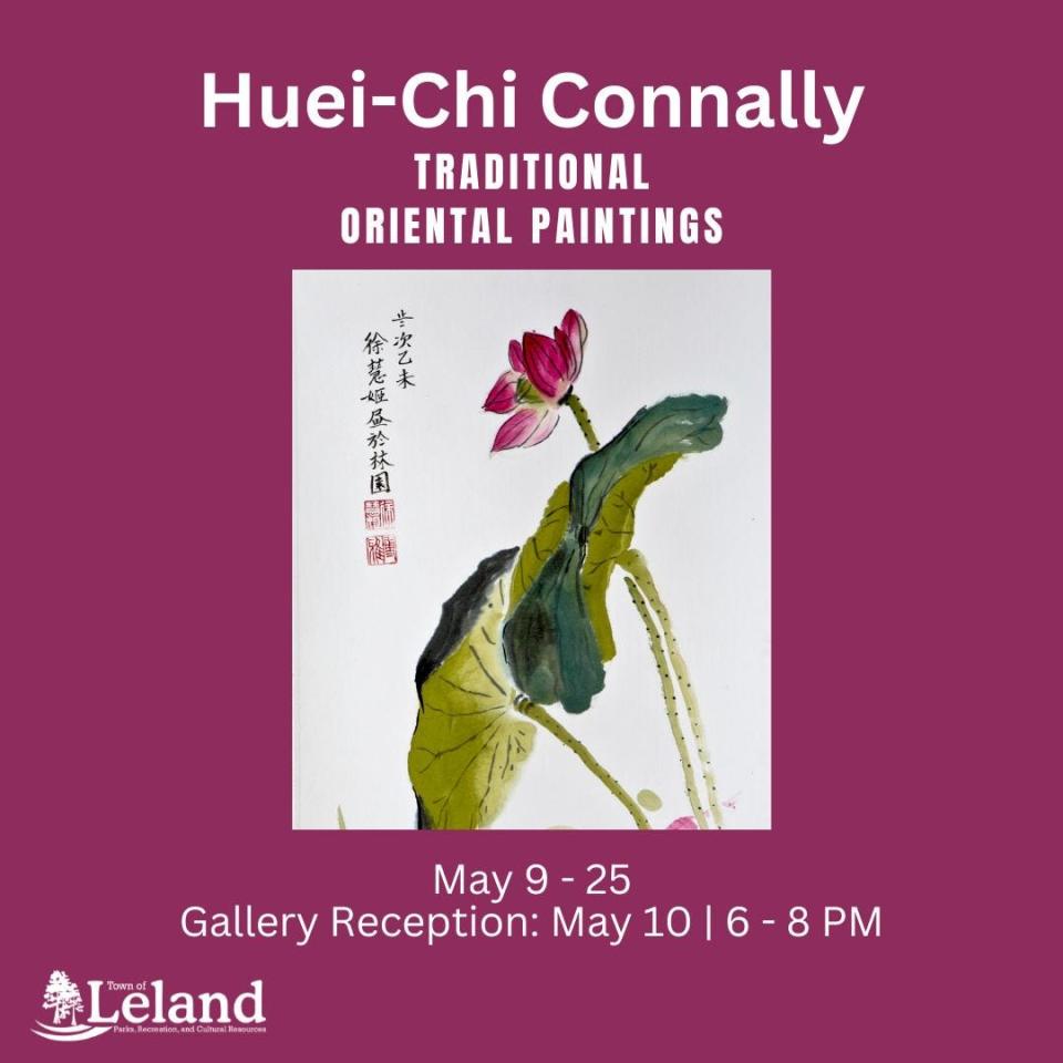 An art reception will be held for Huei-Chi Connally, May 10 at the Leland Cultural Arts Center.