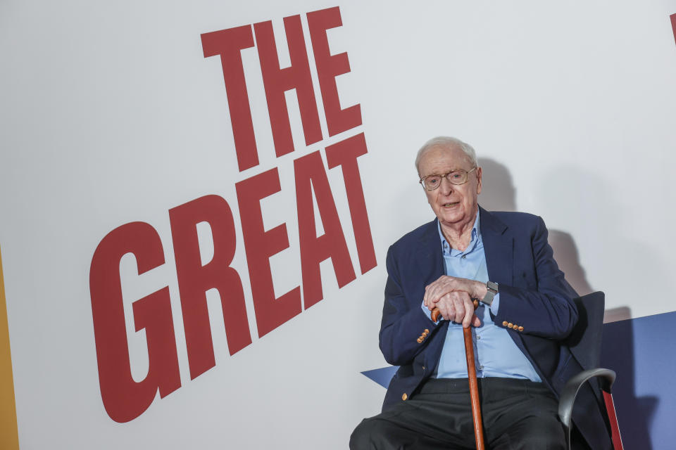 Sir Michael Caine sat in a wheelchair at The Great Escaper world premiere at BFI Southbank