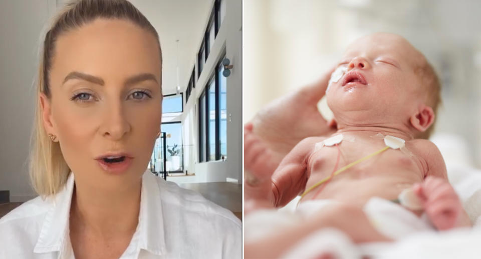 Tiny hearts founder Nikki Jurcutz with newborn baby in hospital