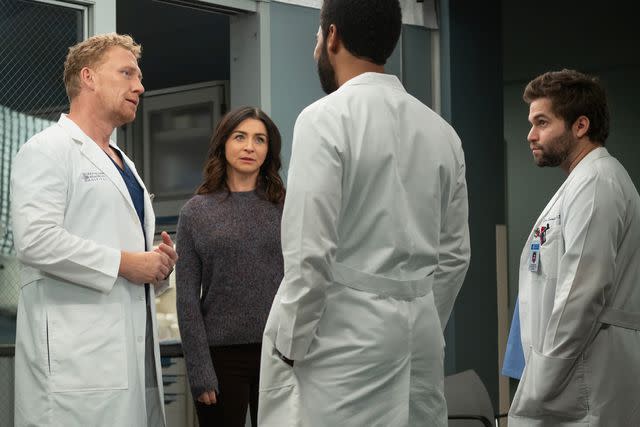 <p>ABC/Anne Marie Fox</p> Kevin McKidd, Caterina Scorsone, Anthony Hill and Jake Borelli on "Grey's Anatomy"