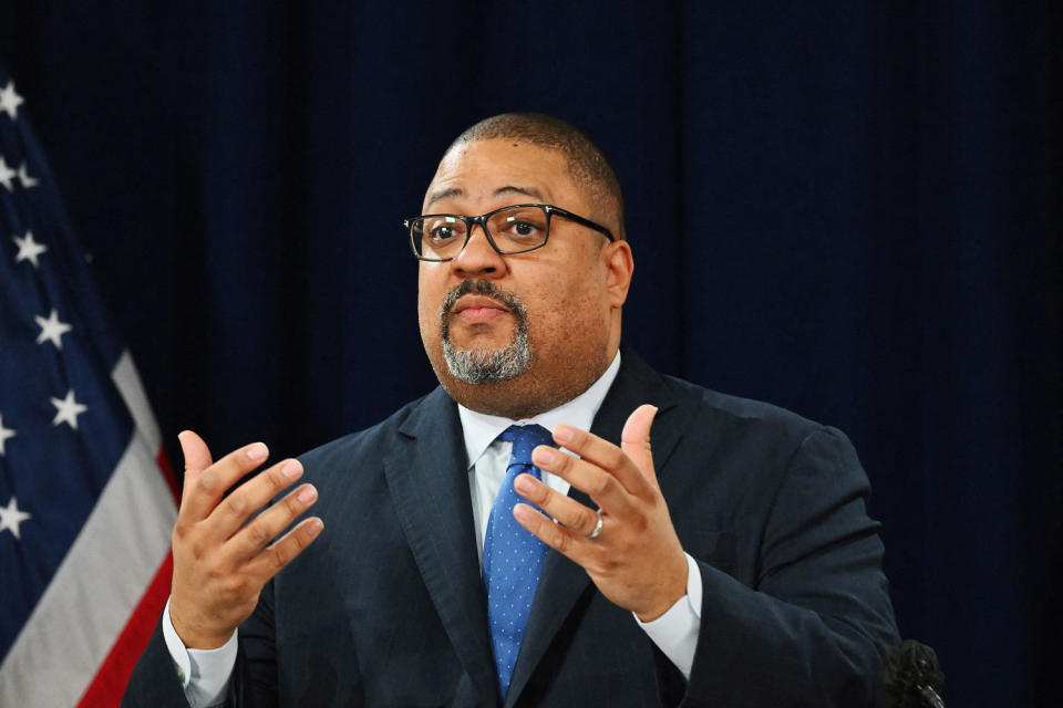 Alvin Bragg speaks during a press conference. (Angela Weiss  / AFP - Getty Images file)