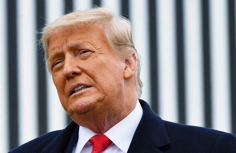 US President Donald Trump speaks following a section of the border wall in Alamo, Texas, on January 12, 2021. (Mandel Ngan/AFP via Getty Images)