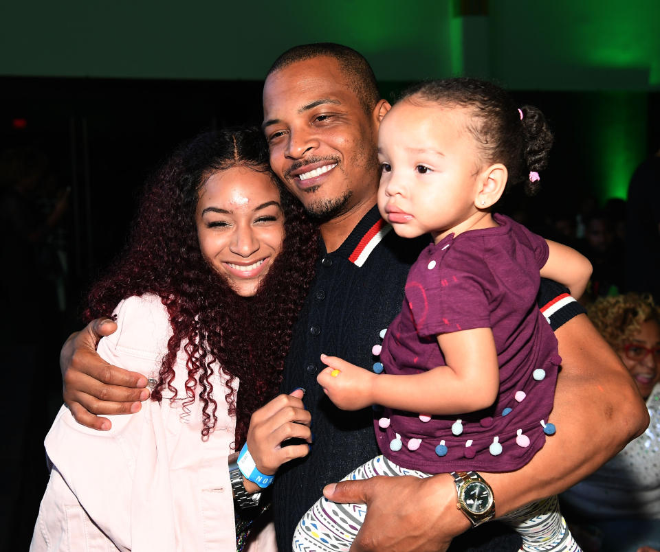 ATLANTA, GA - JULY 19:  Deyjah Harris, Tip "T.I" Harris and Heiress Diana Harris attend "The Grand Hustle" Exclusive Viewing Party at The Gathering Spot on July 19, 2018 in Atlanta, Georgia.  (Photo by Paras Griffin/Getty Images)