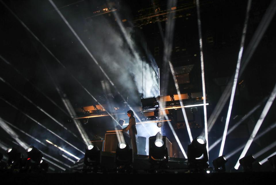 Justice performs at the Outdoor Theatre during the Coachella Valley Music and Arts Festival in Indio, Calif., April 12, 2024.